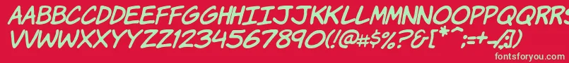 KomikaHandItalic Font – Green Fonts on Red Background