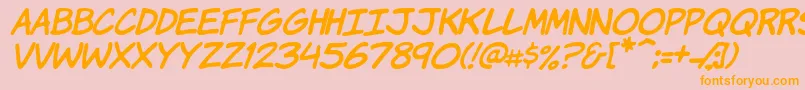 KomikaHandItalic Font – Orange Fonts on Pink Background