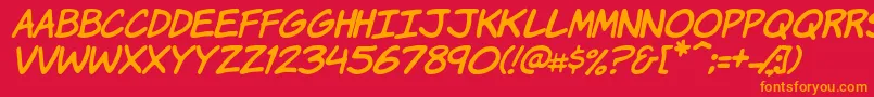 KomikaHandItalic Font – Orange Fonts on Red Background
