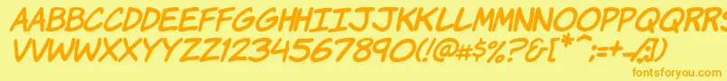 More about KomikaHandItalic Font KomikaHandItalic Font – Orange Fonts on Yellow Background