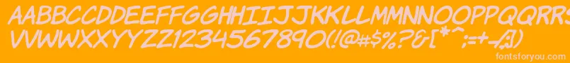 KomikaHandItalic Font – Pink Fonts on Orange Background