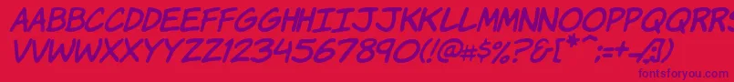 fuente KomikaHandItalic – Fuentes Moradas Sobre Fondo Rojo