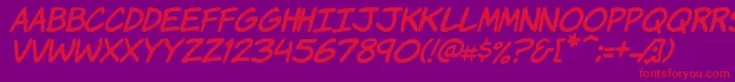 fuente KomikaHandItalic – Fuentes Rojas Sobre Fondo Morado