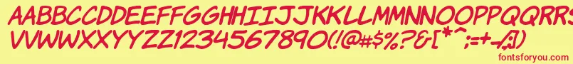 KomikaHandItalic Font – Red Fonts on Yellow Background