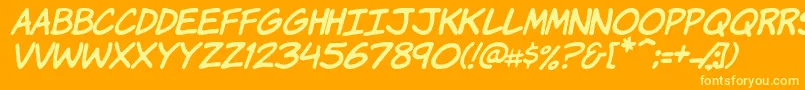More about KomikaHandItalic Font KomikaHandItalic Font – Yellow Fonts on Orange Background