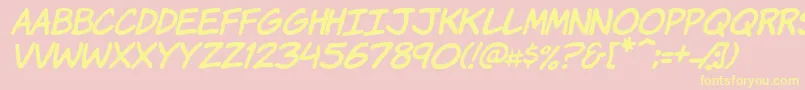 KomikaHandItalic Font – Yellow Fonts on Pink Background
