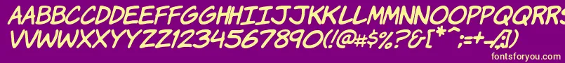 KomikaHandItalic Font – Yellow Fonts on Purple Background