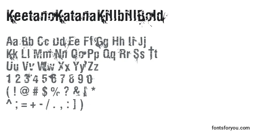 Czcionka KeetanoKatanaKillbillBold – alfabet, cyfry, specjalne znaki