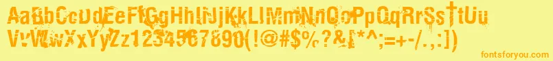 KeetanoKatanaKillbillBold Font – Orange Fonts on Yellow Background