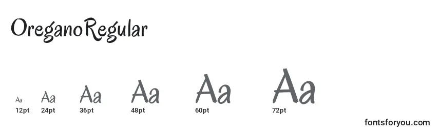 OreganoRegular Font Sizes