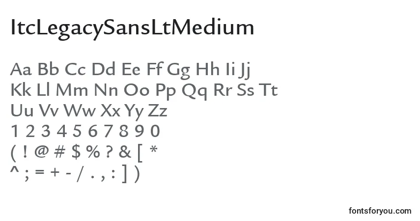A fonte ItcLegacySansLtMedium – alfabeto, números, caracteres especiais