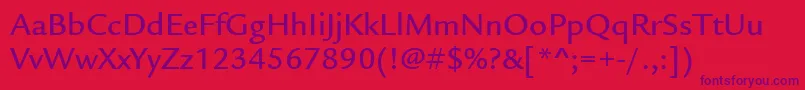 ItcLegacySansLtMedium Font – Purple Fonts on Red Background