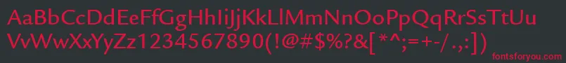 フォントItcLegacySansLtMedium – 黒い背景に赤い文字