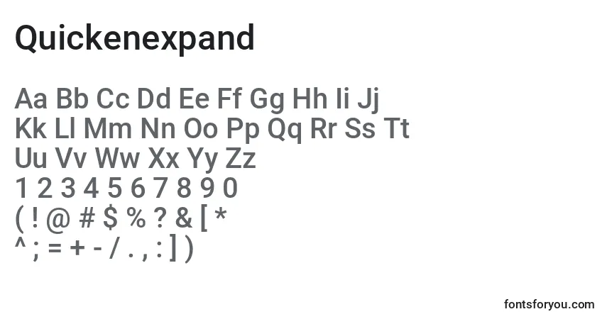 Czcionka Quickenexpand – alfabet, cyfry, specjalne znaki