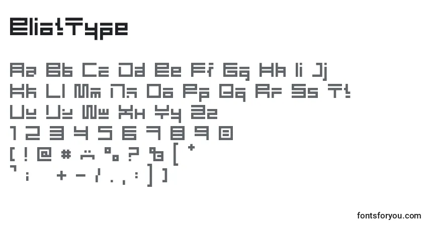 A fonte EliotType (70570) – alfabeto, números, caracteres especiais