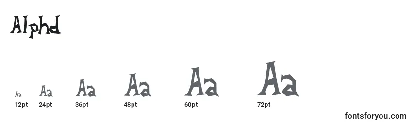 Размеры шрифта Alphd