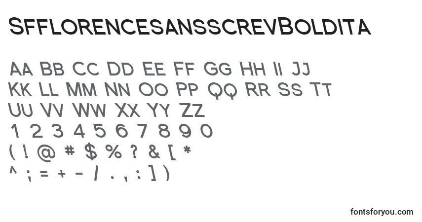 Schriftart SfflorencesansscrevBoldita – Alphabet, Zahlen, spezielle Symbole