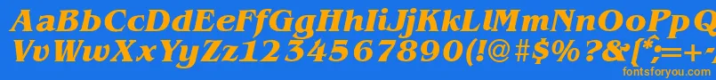 BenjaminserifBolditalic Font – Orange Fonts on Blue Background