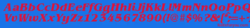 BenjaminserifBolditalic-Schriftart – Rote Schriften auf blauem Hintergrund