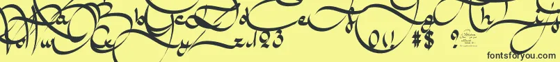 フォントAmalScriptBold – 黒い文字の黄色い背景