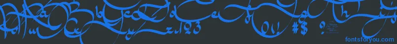 フォントAmalScriptBold – 黒い背景に青い文字