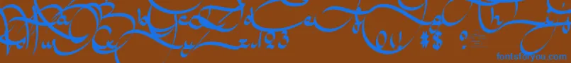Czcionka AmalScriptBold – niebieskie czcionki na brązowym tle