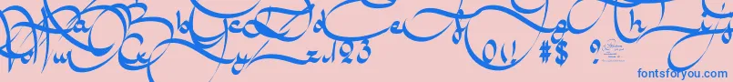 Fonte AmalScriptBold – fontes azuis em um fundo rosa
