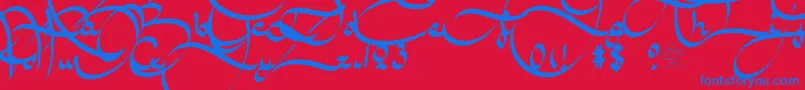 Czcionka AmalScriptBold – niebieskie czcionki na czerwonym tle