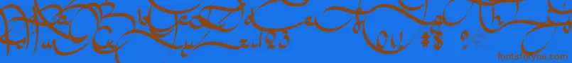 フォントAmalScriptBold – 茶色の文字が青い背景にあります。