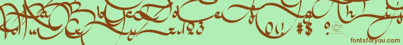 フォントAmalScriptBold – 緑の背景に茶色のフォント