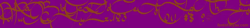 フォントAmalScriptBold – 紫色の背景に茶色のフォント