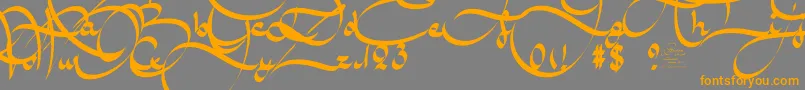 フォントAmalScriptBold – オレンジの文字は灰色の背景にあります。
