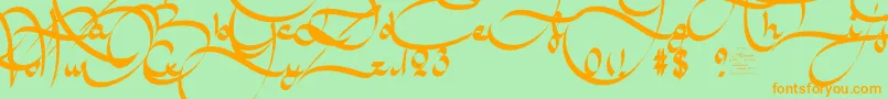 Czcionka AmalScriptBold – pomarańczowe czcionki na zielonym tle