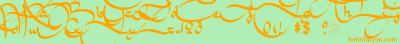 AmalScriptBold-Schriftart – Orangefarbene Schriften auf grünem Hintergrund