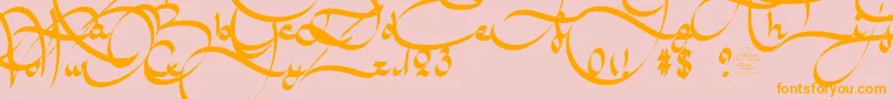 フォントAmalScriptBold – オレンジの文字がピンクの背景にあります。