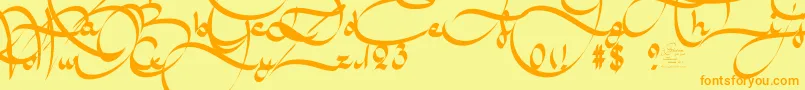 AmalScriptBold-fontti – oranssit fontit keltaisella taustalla