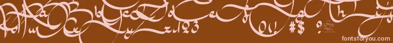 フォントAmalScriptBold – 茶色の背景にピンクのフォント