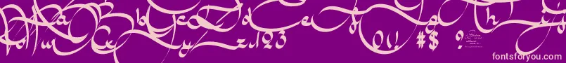 AmalScriptBold-fontti – vaaleanpunaiset fontit violetilla taustalla