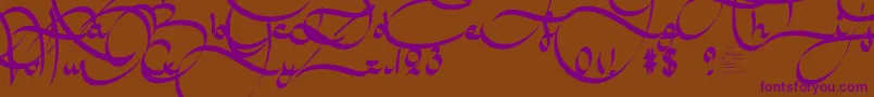 AmalScriptBold-fontti – violetit fontit ruskealla taustalla
