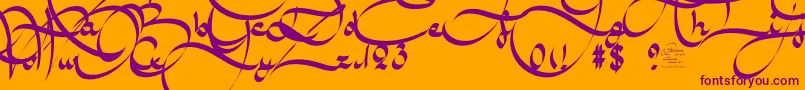 フォントAmalScriptBold – オレンジの背景に紫のフォント