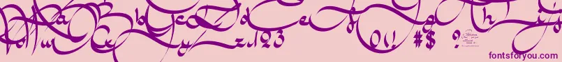 Czcionka AmalScriptBold – fioletowe czcionki na różowym tle