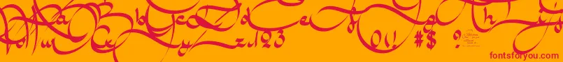 AmalScriptBold-Schriftart – Rote Schriften auf orangefarbenem Hintergrund