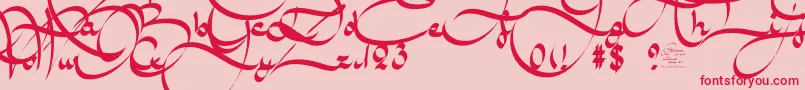 フォントAmalScriptBold – ピンクの背景に赤い文字