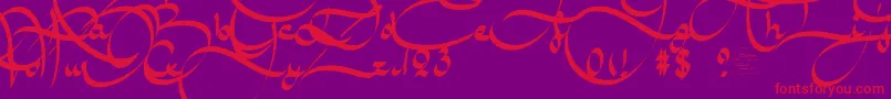 フォントAmalScriptBold – 紫の背景に赤い文字