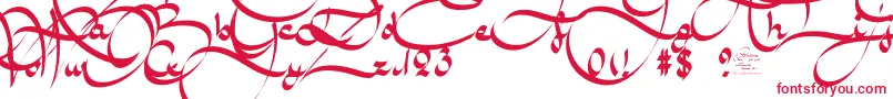 フォントAmalScriptBold – 白い背景に赤い文字