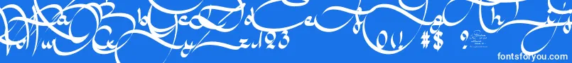 フォントAmalScriptBold – 青い背景に白い文字