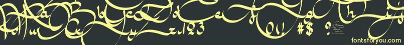 AmalScriptBold-fontti – keltaiset fontit mustalla taustalla