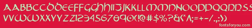 フォントTristram – 赤い背景に緑の文字