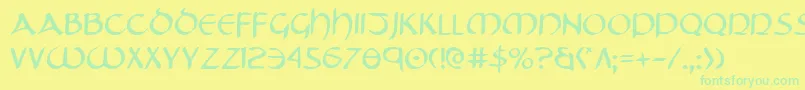 Tristram-Schriftart – Grüne Schriften auf gelbem Hintergrund