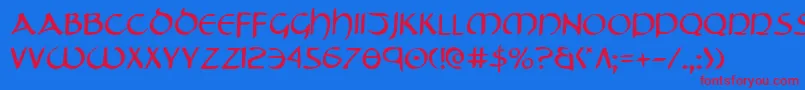 Czcionka Tristram – czerwone czcionki na niebieskim tle